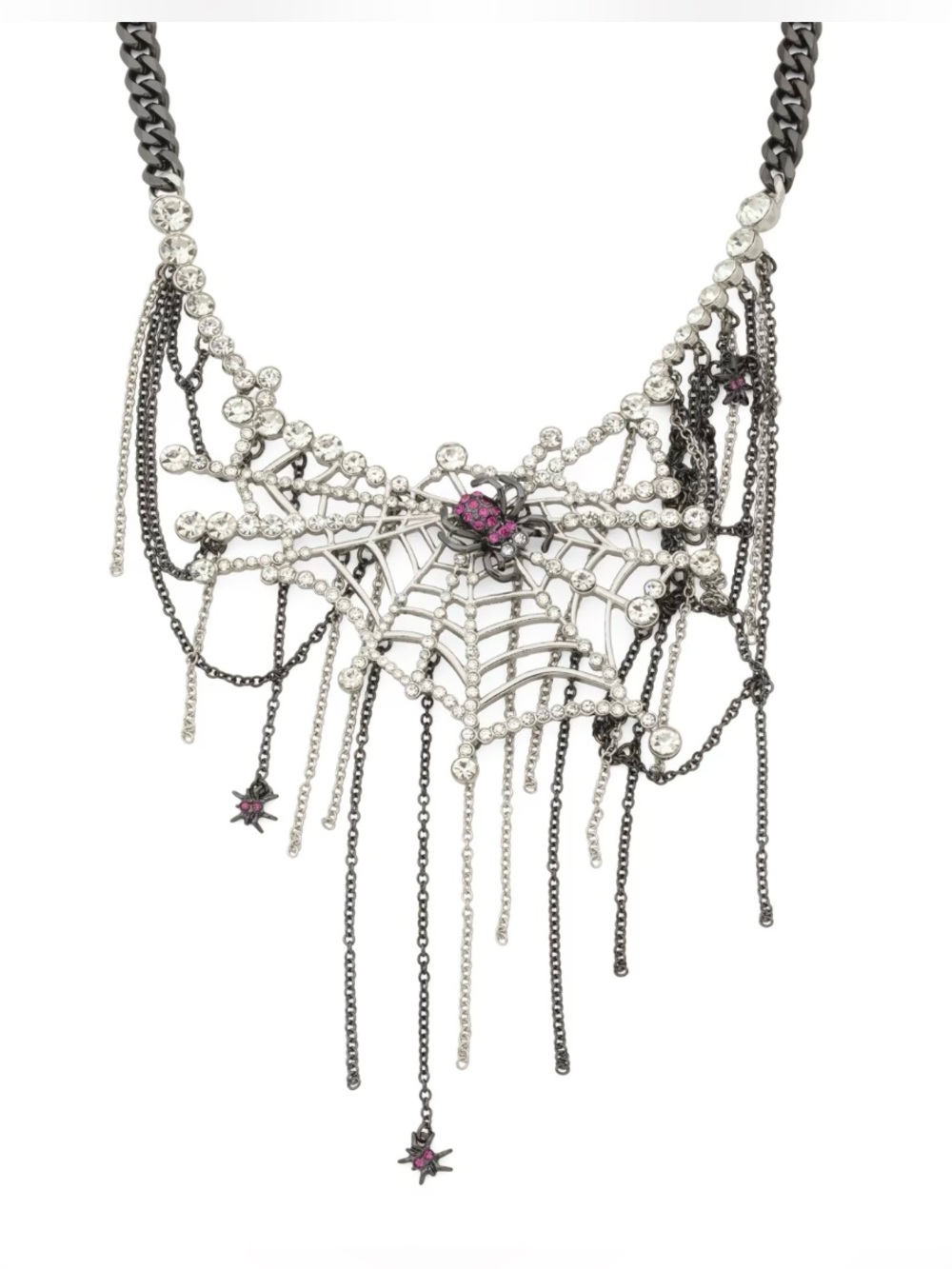 Betsey Johnson Spider Web Bib Statement Necklace Witchy Gothic Glam Whimsigoth